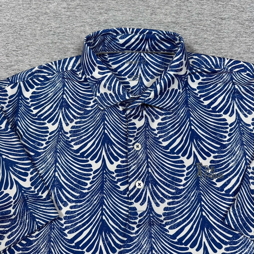 Johnnie-O Polo Shirt Mens Size Large Blue Performance Stretch Golf Tropical